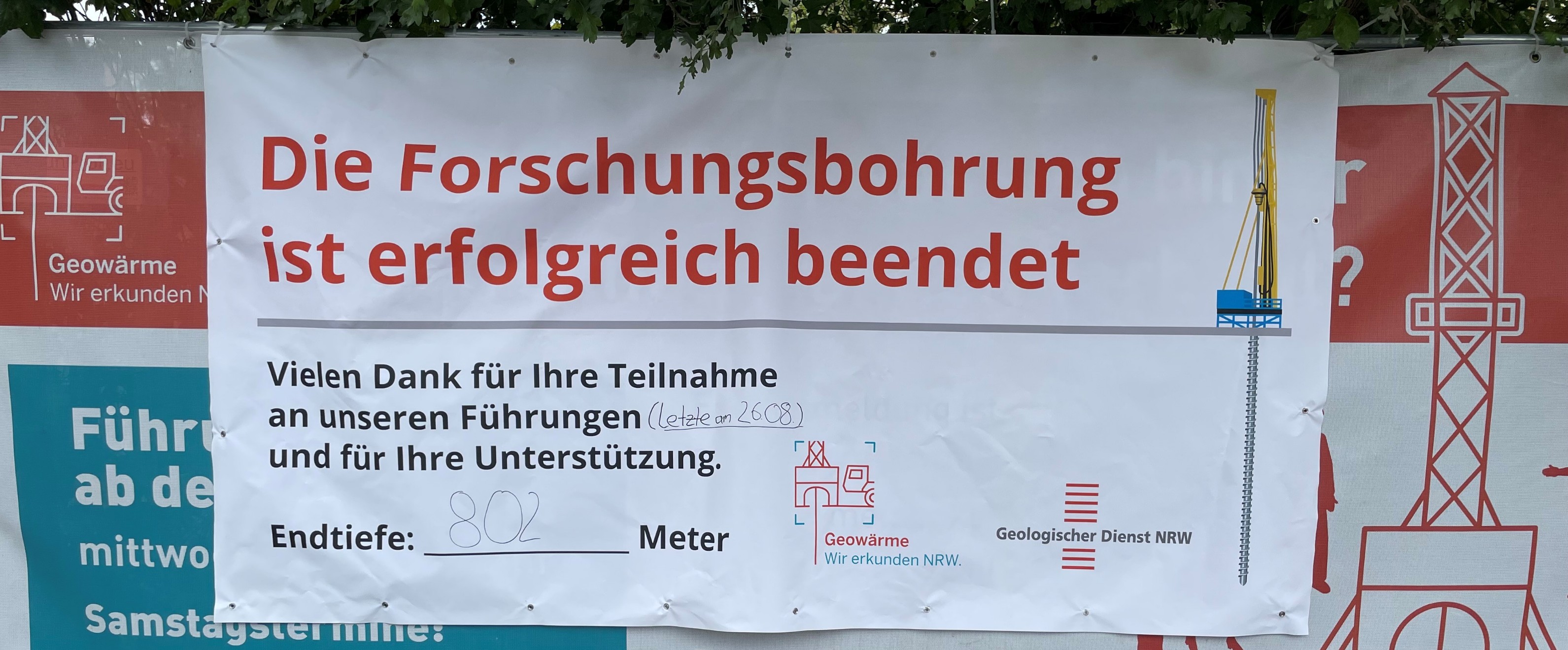 Banner mit der Endtiefe