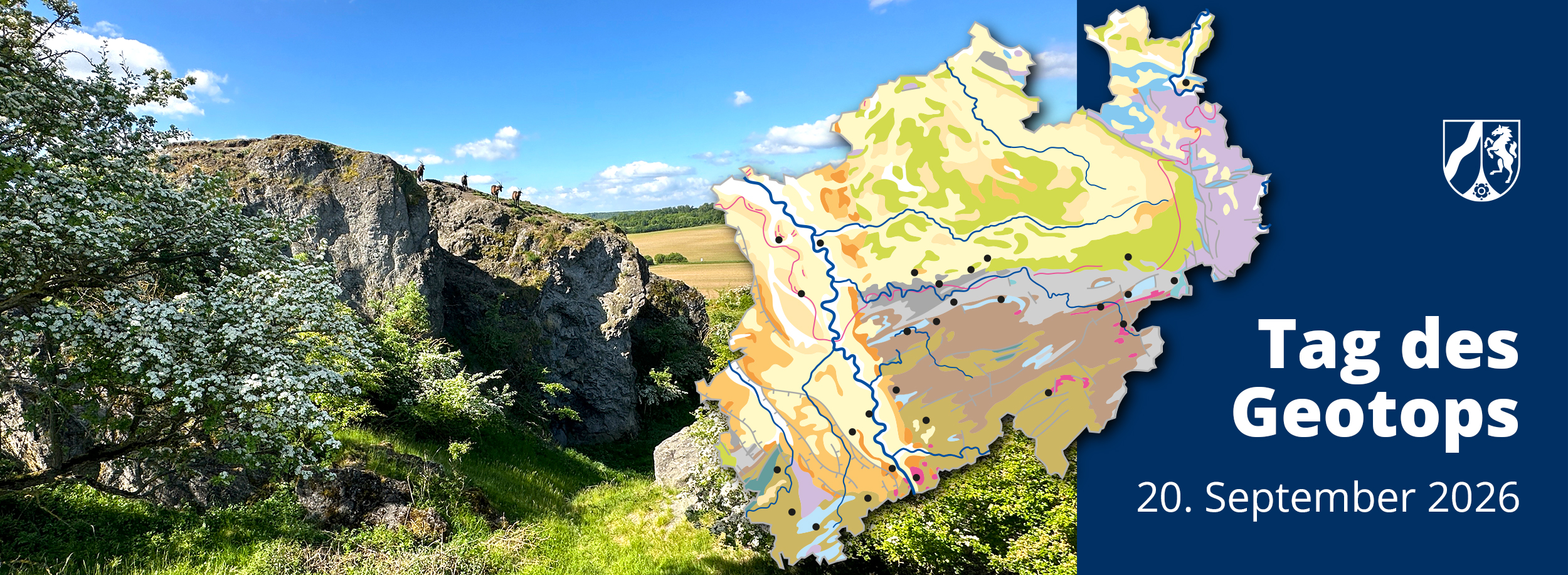 Grafik zu Aktionstag: Tag des Geotops mit NRW-Karte