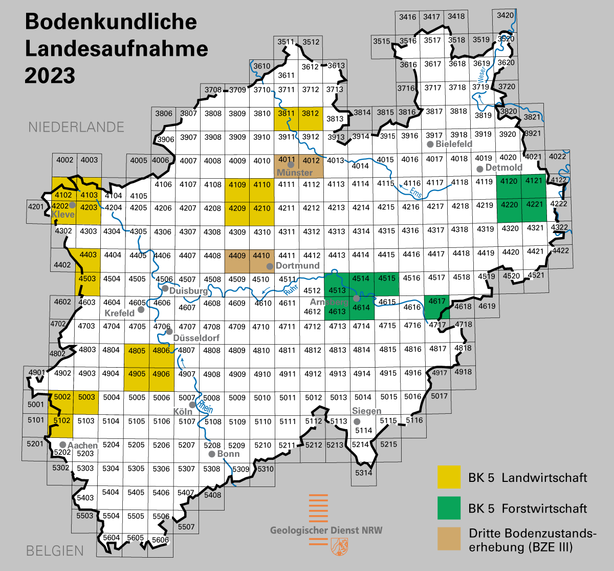 Lage der aktuellen bodenkundlichen Kartierprojekte