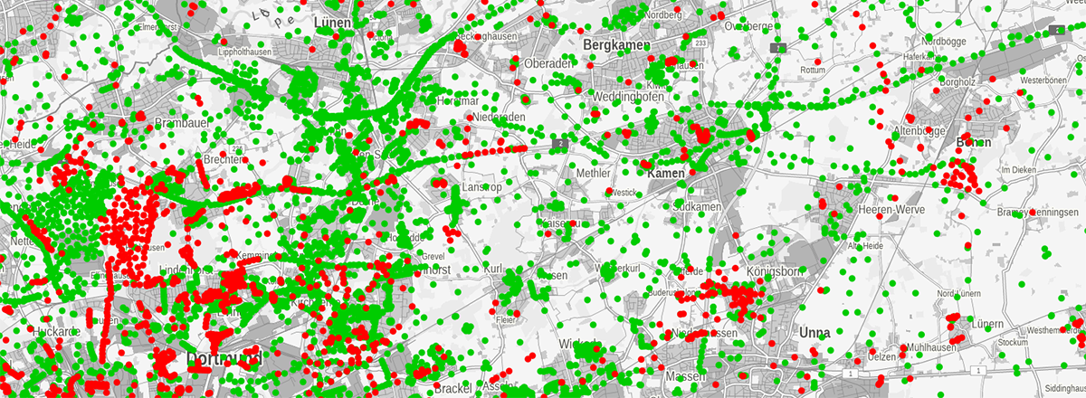 Grafik zeigt die Lage von Bohrungspunkten im Raum Hamminkeln.