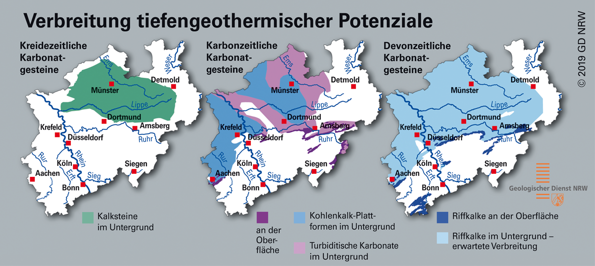 Grafik: Verbreitung der Karbonatgesteine in NRW