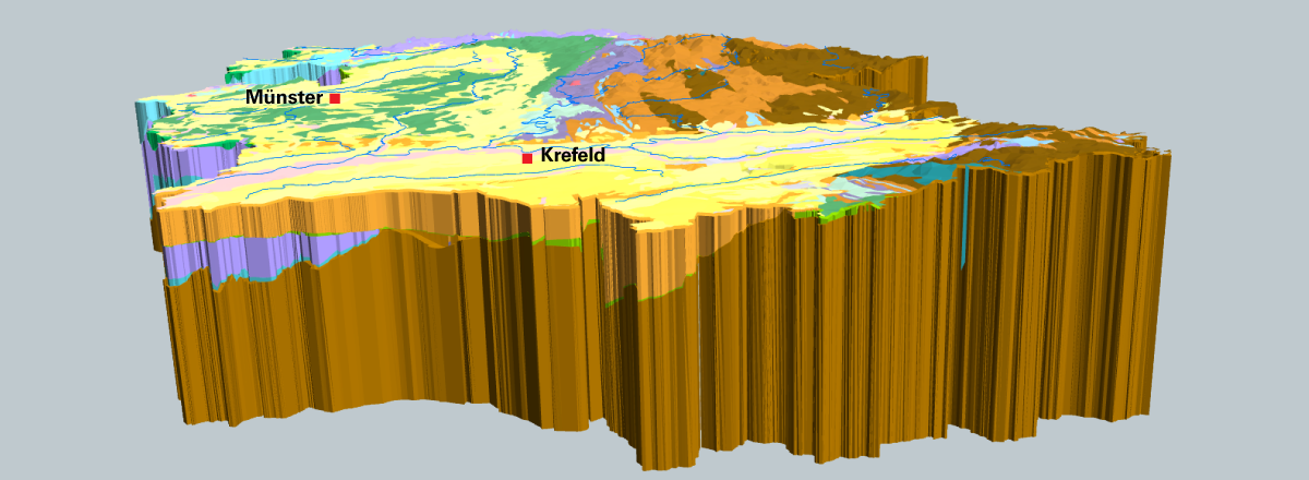 geologisches 3D-Modell von Nordrhein-Westfalen
