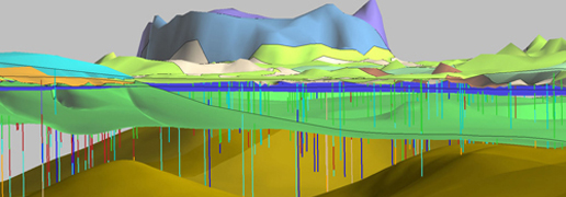 Ausschnitt aus dem 3D-Modell des Untergrundes von Krefeld