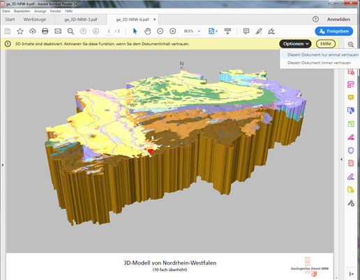 Screenshot 3D-PDF bei Fifefox und Chrome, Option einmal vertrauen