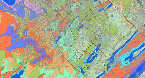 Ausschnitt: Geologische Karte aus dem Raum Aachen
