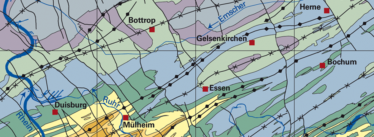 Grafik zeigt einen Ausschnitt aus der Geologischen Karte von Nordrhein-Westfalen 1 : 50.000