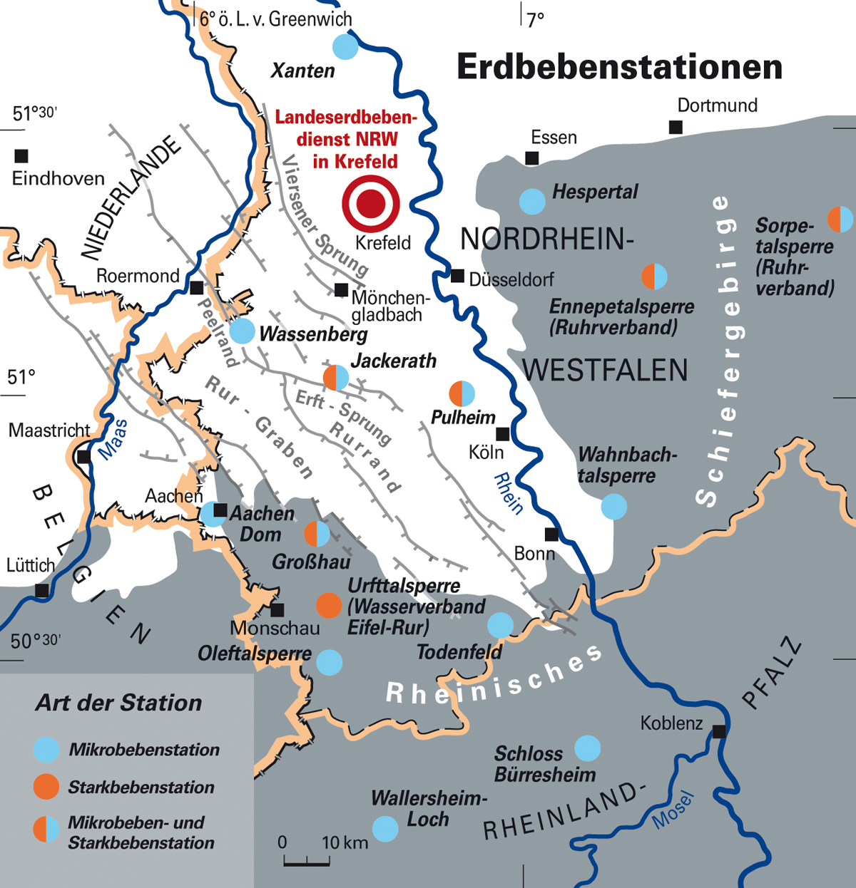 Messstationen des Landeserdbebendienstes NRW