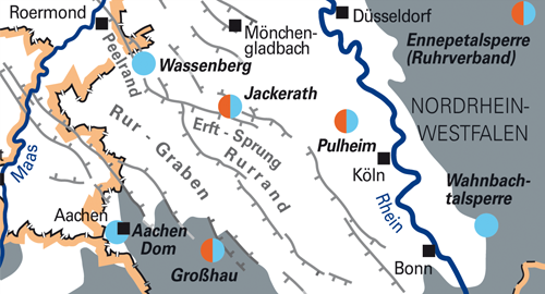 Ausschnitt aus der Übersicht Erdbebenmessstationen