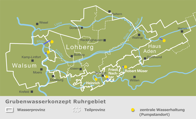 Einleitstellen von Grubenwasser im Ruhrgebiet