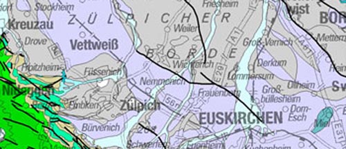 Hydrogeologische Karte von NRW - Auszug linksrheinisch