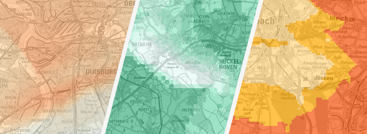 Ausschnitte aus den Karten des Informationssystems Geothermie