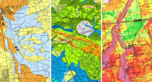 Bodenkarte von Nordrhein-Westfalen 1 : 50.000 mit verschiedenen Auswertungen