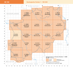 Blattschnitte Geologische Karte von Nordrhein-Westfalen 1 : 100 000