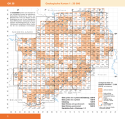 Blattschnitte Geologische Karte von Nordrhein-Westfalen 1 : 25 000