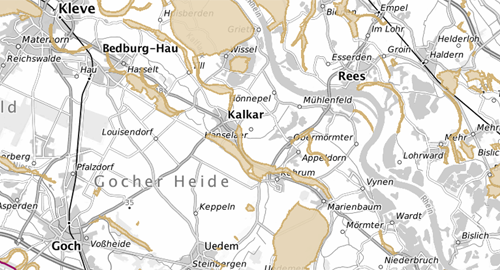 Ausschnitt Karte Geotopkataster - Geotope in NRW