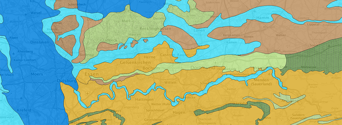 Ausschnitt Hydrogeologischen Karte von Nordrhein-Westfalen 1:500.000