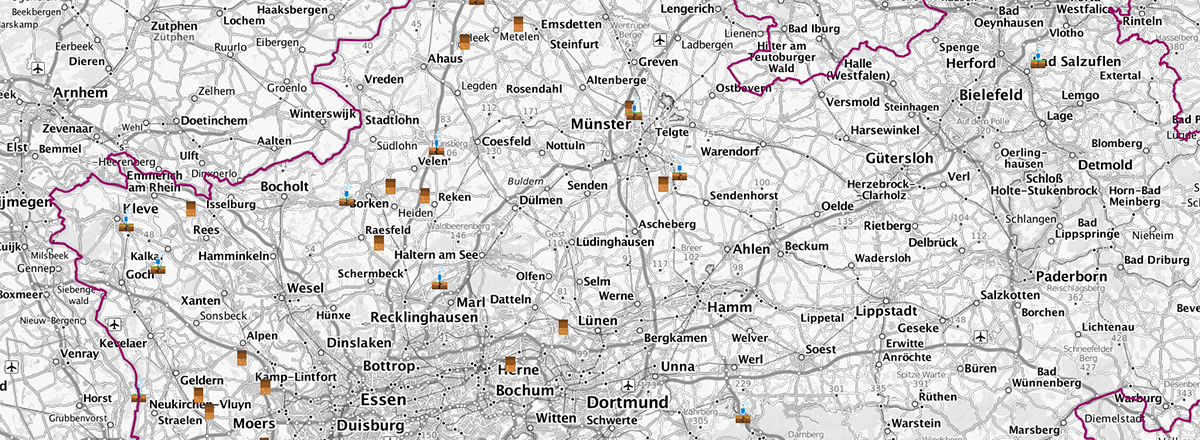 Ausschnitt aus der Karte Lackprofile und Messstationen Bodenfeuchte